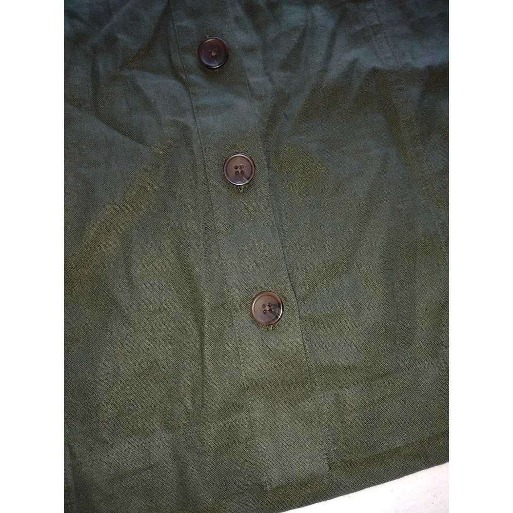Banana Republic Button Front A Line linen Skirt Olive Green‎ Tall Size 10